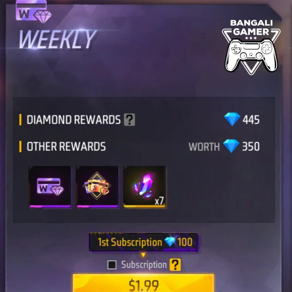 Free Fire Weekly Membership BD – Bangali Gamer